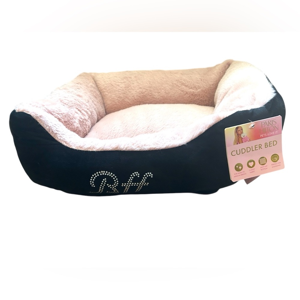 Paris Hilton Black and Pink Cozy Small Pet Bed